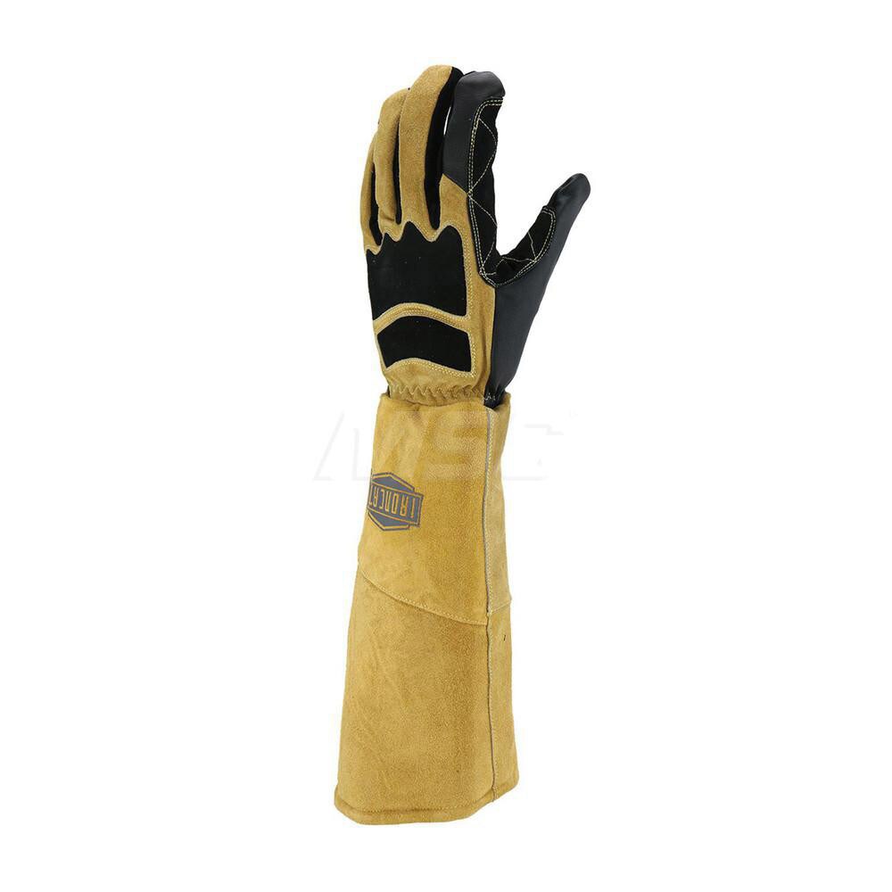 Welding Gloves: Size Large, Uncoated, Split Cowhide Leather & Grain Goatskin Leather, Stick Welding Application