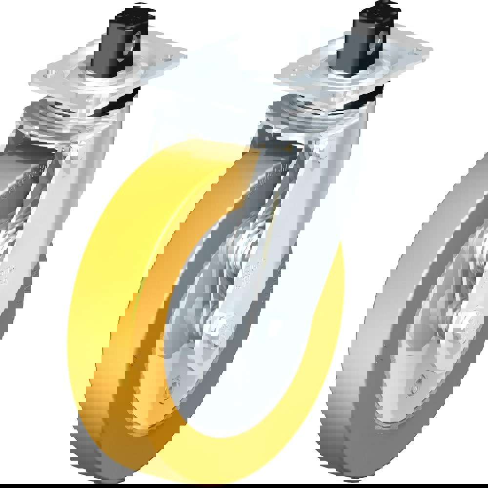 Top Plate Casters; Mount Type: Plate ; Number of Wheels: 1.000 ; Wheel Diameter (Inch): 8 ; Wheel Material: Polyurethane ; Wheel Width (Inch): 2 ; Wheel Color: Blue