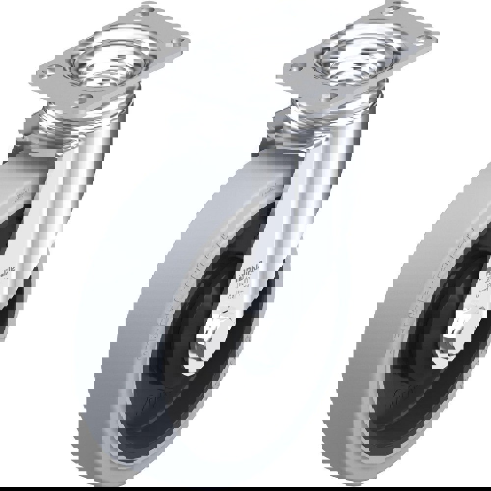 Top Plate Casters; Mount Type: Plate ; Number of Wheels: 1.000 ; Wheel Diameter (Inch): 8 ; Wheel Material: Rubber ; Wheel Width (Inch): 2 ; Wheel Color: Black