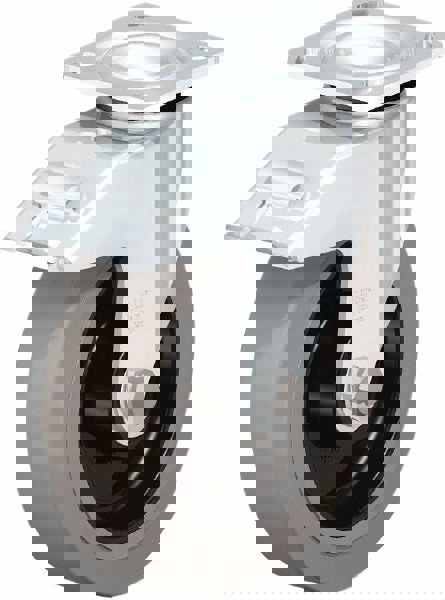 Swivel Top Plate Caster: Rubber, 8