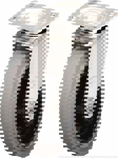 Swivel Top Plate Caster: Rubber, 6-5/16