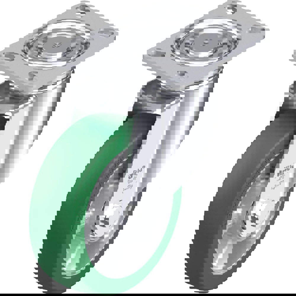 Top Plate Casters; Mount Type: Plate ; Number of Wheels: 1.000 ; Wheel Diameter (Inch): 5 ; Wheel Material: Polyurethane ; Wheel Width (Inch): 1-9/16 ; Wheel Color: Green