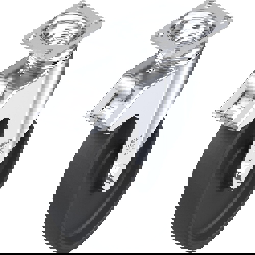 Top Plate Casters; Mount Type: Plate ; Number of Wheels: 1.000 ; Wheel Diameter (Inch): 4 ; Wheel Material: Rubber ; Wheel Width (Inch): 1-9/16 ; Wheel Color: Black