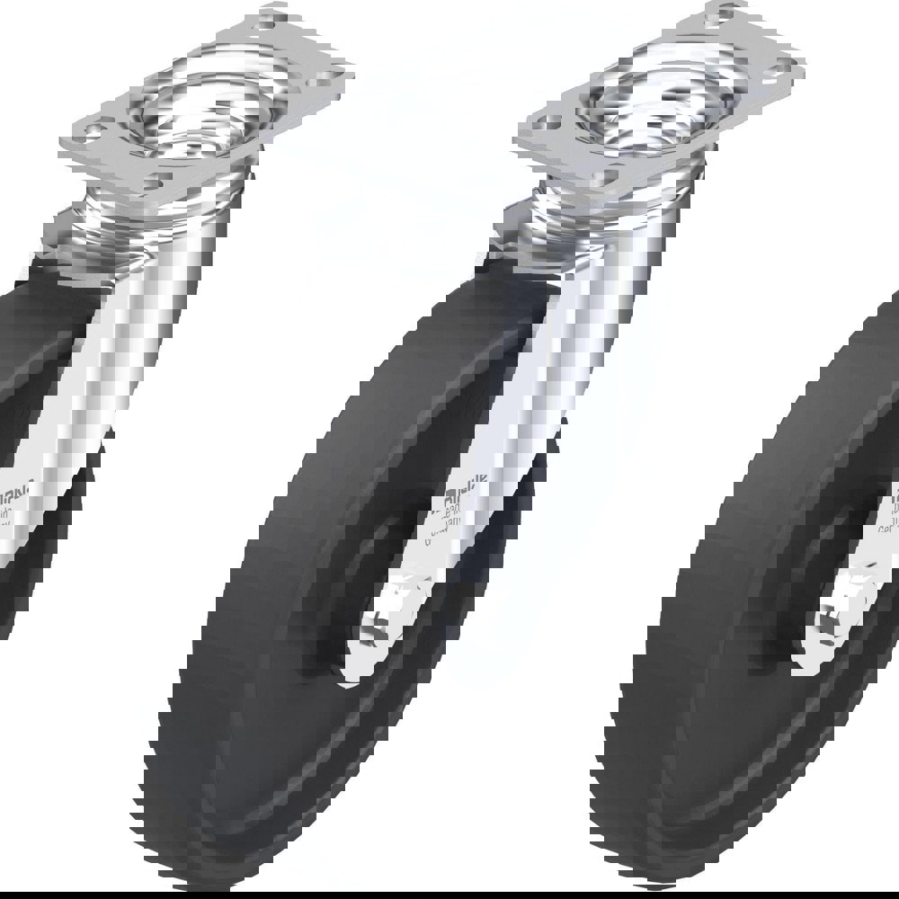 Top Plate Casters; Mount Type: Plate ; Number of Wheels: 1.000 ; Wheel Diameter (Inch): 4 ; Wheel Material: Rubber ; Wheel Width (Inch): 1-9/16 ; Wheel Color: Black