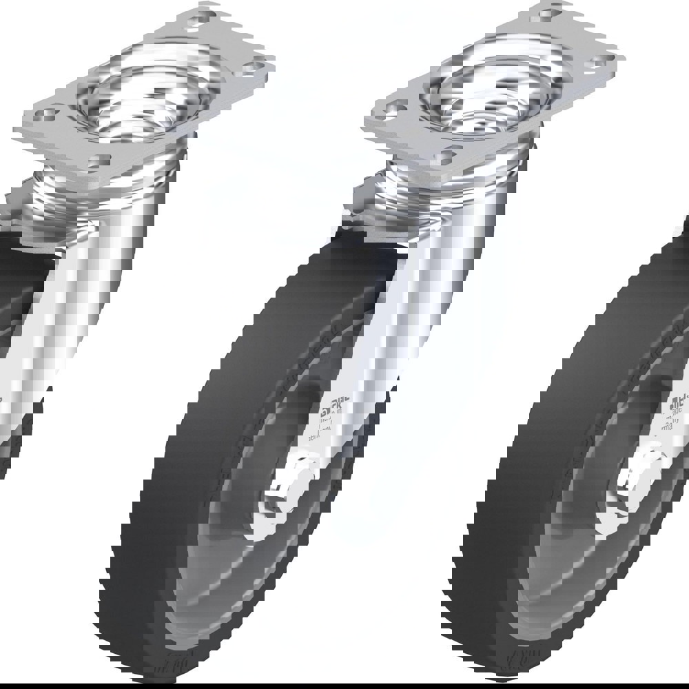 Top Plate Casters; Mount Type: Plate ; Number of Wheels: 1.000 ; Wheel Diameter (Inch): 5 ; Wheel Material: Rubber ; Wheel Width (Inch): 1-9/16 ; Wheel Color: Black