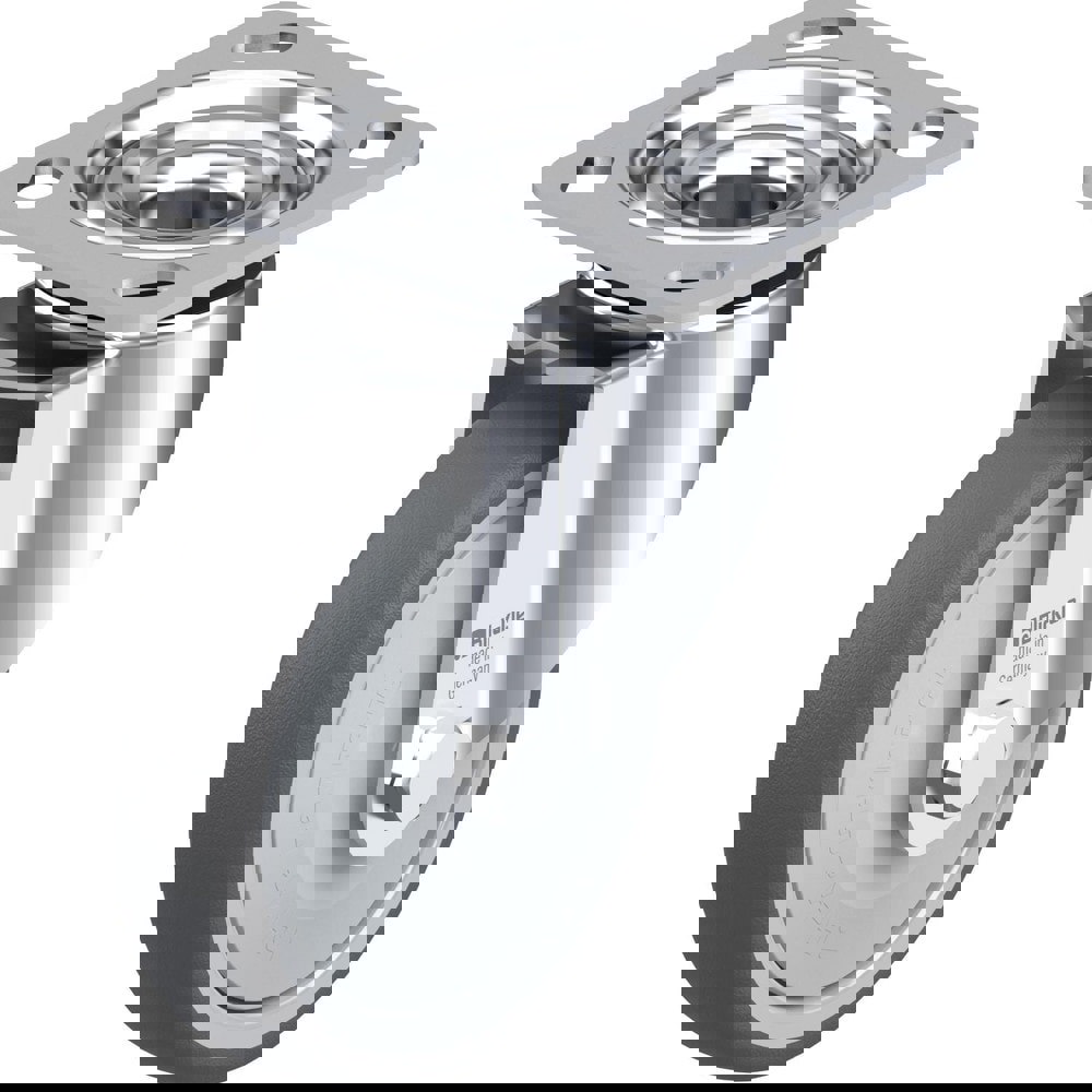 Top Plate Casters; Mount Type: Plate ; Number of Wheels: 1.000 ; Wheel Diameter (Inch): 4 ; Wheel Material: Rubber ; Wheel Width (Inch): 1-1/4 ; Wheel Color: Gray