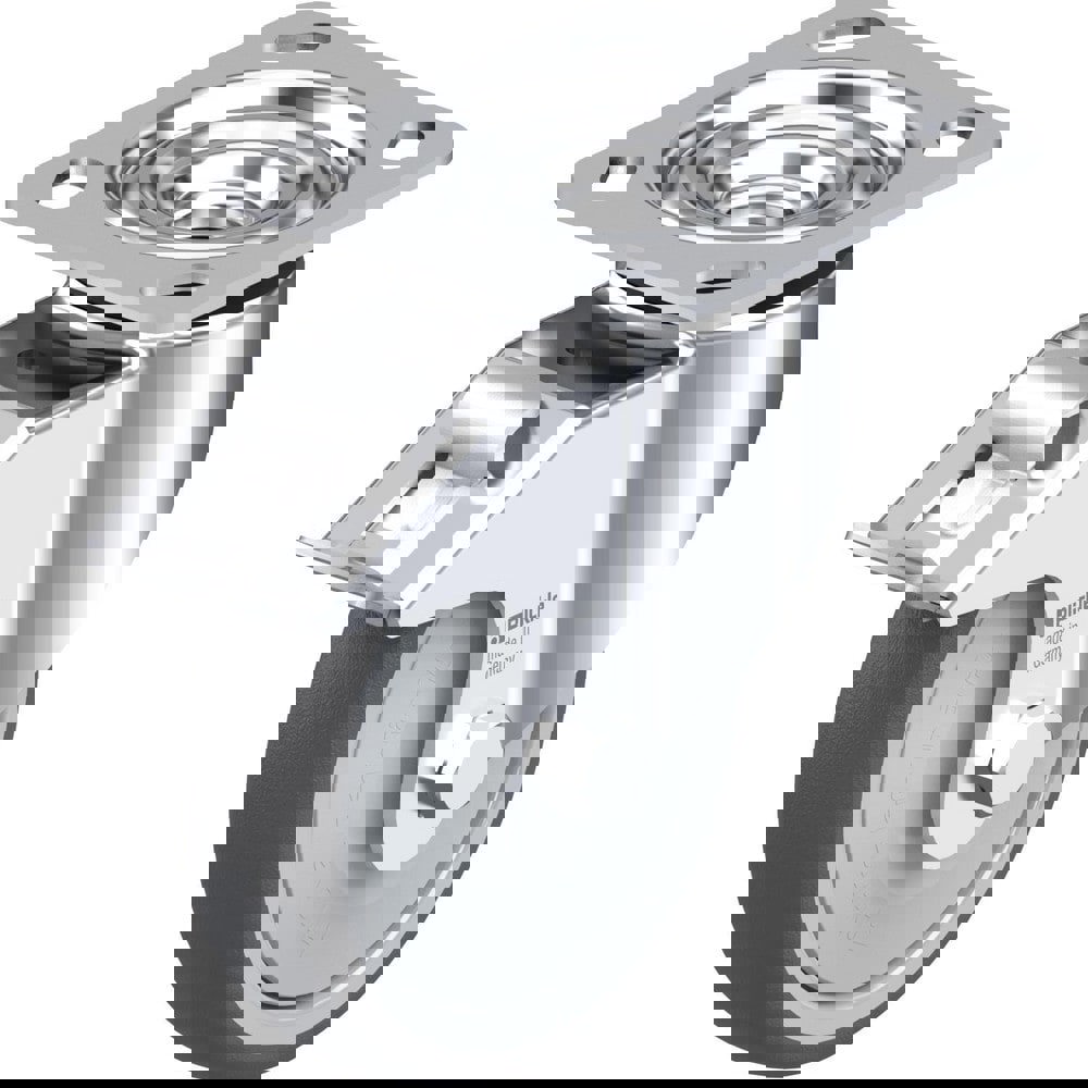 Top Plate Casters; Mount Type: Plate ; Number of Wheels: 1.000 ; Wheel Diameter (Inch): 4 ; Wheel Material: Rubber ; Wheel Width (Inch): 1-1/4 ; Wheel Color: Gray