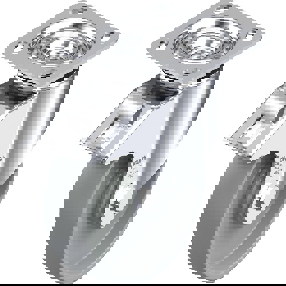 Top Plate Casters; Mount Type: Plate ; Number of Wheels: 1.000 ; Wheel Diameter (Inch): 4 ; Wheel Material: Rubber ; Wheel Width (Inch): 1-1/4 ; Wheel Color: Gray