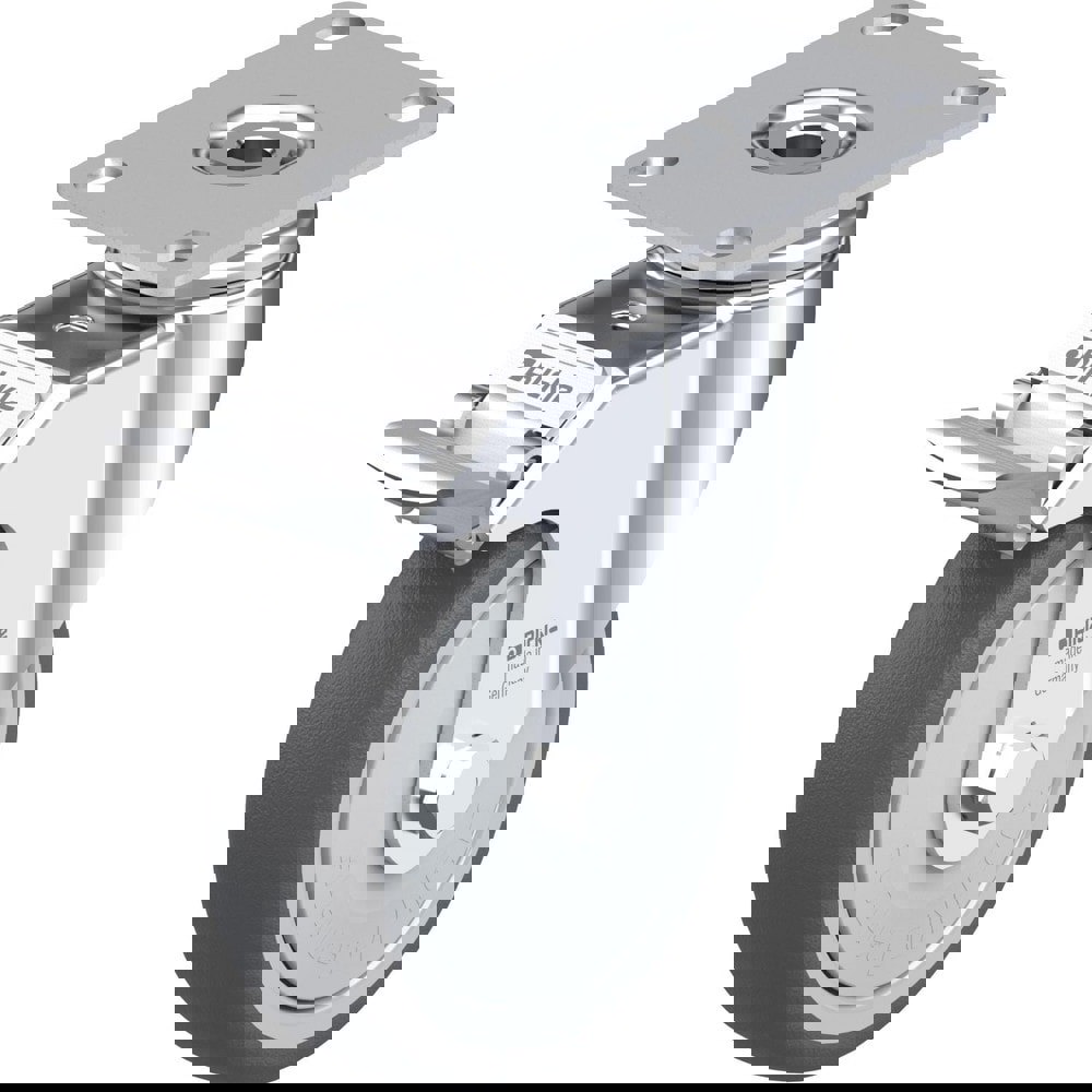 Top Plate Casters; Mount Type: Plate ; Number of Wheels: 1.000 ; Wheel Diameter (Inch): 4 ; Wheel Material: Polyurethane ; Wheel Width (Inch): 1-1/4 ; Wheel Color: Dark Gray