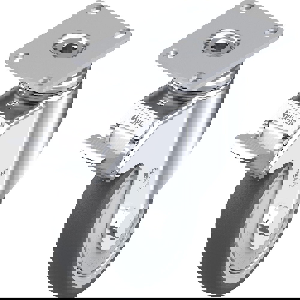 Top Plate Casters; Mount Type: Plate ; Number of Wheels: 1.000 ; Wheel Diameter (Inch): 3-1/8 ; Wheel Material: Polyurethane ; Wheel Width (Inch): 1-1/4 ; Wheel Color: Dark Gray