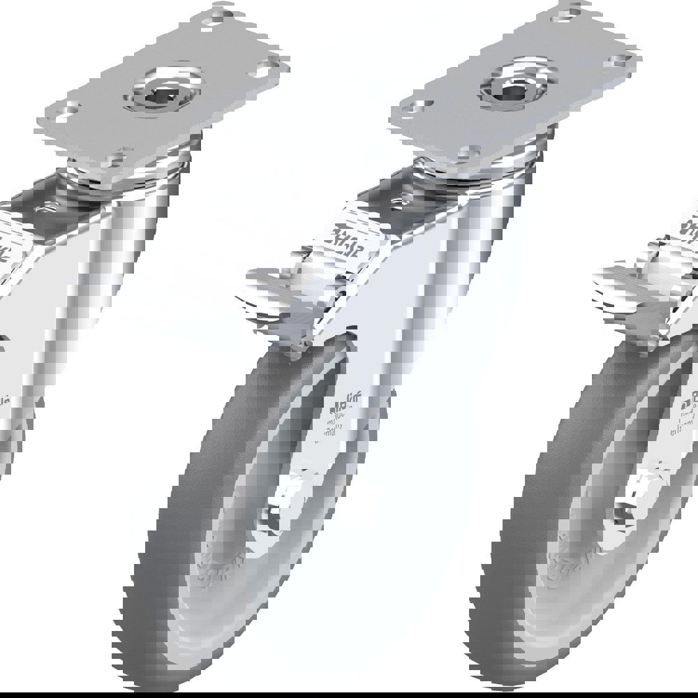 Top Plate Casters; Mount Type: Plate ; Number of Wheels: 1.000 ; Wheel Diameter (Inch): 4 ; Wheel Material: Rubber ; Wheel Width (Inch): 1-1/4 ; Wheel Color: Gray