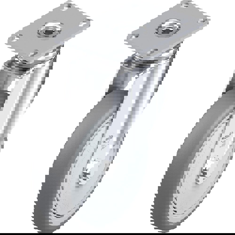 Top Plate Casters; Mount Type: Plate ; Number of Wheels: 1.000 ; Wheel Diameter (Inch): 4 ; Wheel Material: Rubber ; Wheel Width (Inch): 1-1/4 ; Wheel Color: Gray