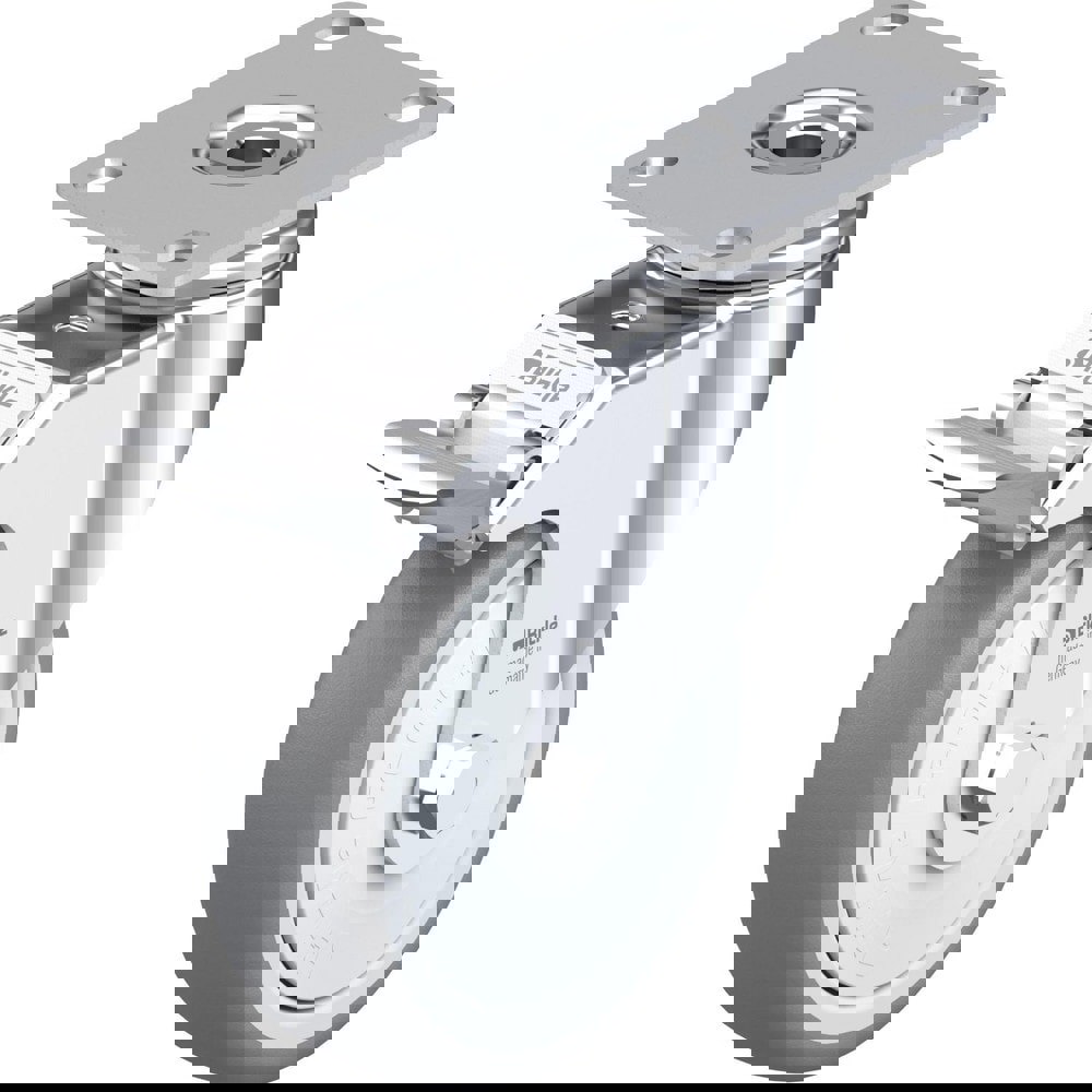 Top Plate Casters; Mount Type: Plate ; Number of Wheels: 1.000 ; Wheel Diameter (Inch): 4 ; Wheel Material: Rubber ; Wheel Width (Inch): 1-1/4 ; Wheel Color: Gray