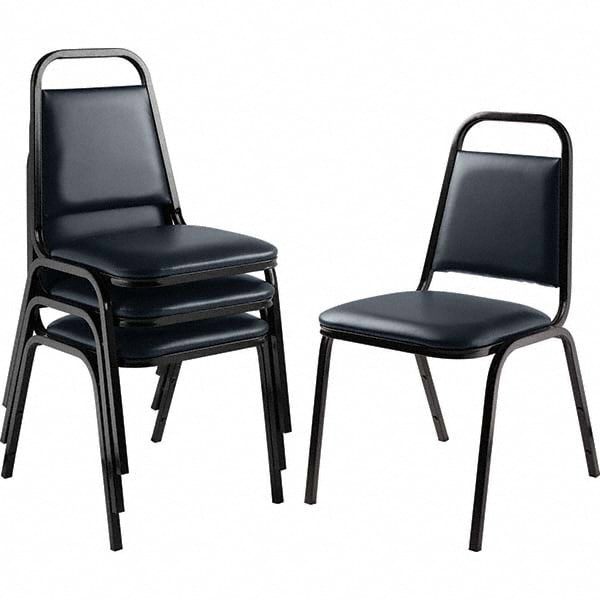 Stacking Chairs; Type: Stack Chairs w/o Arms; No; Chair Type: Stack Chairs w/o Arms; Seating Area Material: Vinyl; Arms Included: No; Color: Midnight Blue; Frame Color: Black; Seat Color: Midnight Blue; Frame Color: Black; Width (Inch): 17-1/2; Overall He