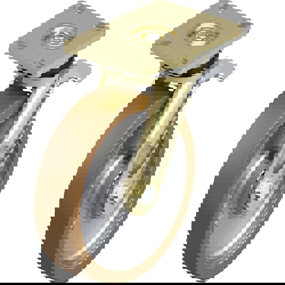 Top Plate Casters; Mount Type: Plate ; Number of Wheels: 1.000 ; Wheel Diameter (Inch): 8 ; Wheel Material: Polyurethane ; Wheel Width (Inch): 2 ; Wheel Color: Brown