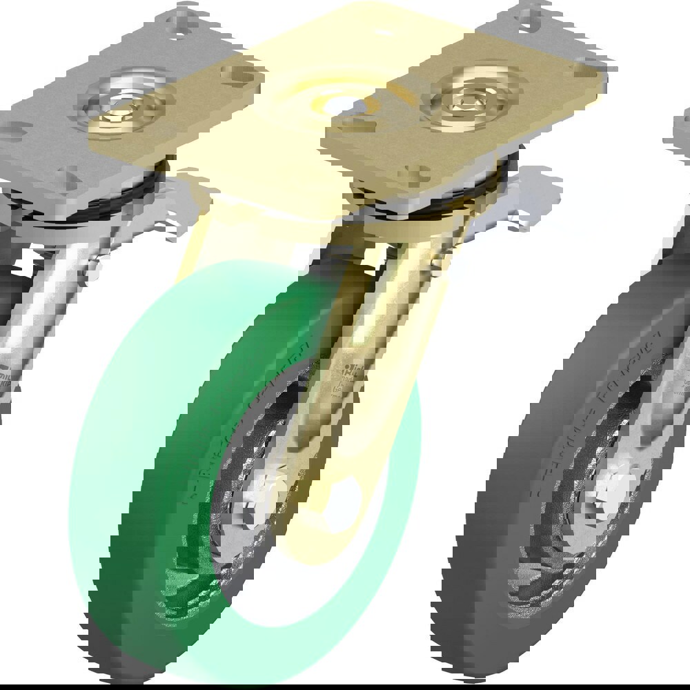 Top Plate Casters; Mount Type: Plate ; Number of Wheels: 1.000 ; Wheel Diameter (Inch): 6 ; Wheel Material: Polyurethane ; Wheel Width (Inch): 2 ; Wheel Color: Green