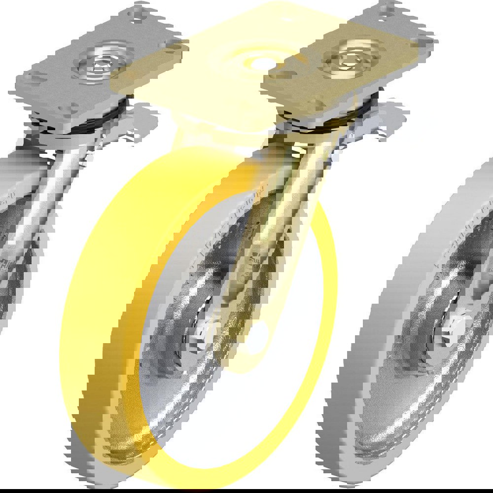 Top Plate Casters; Mount Type: Plate ; Number of Wheels: 1.000 ; Wheel Diameter (Inch): 8 ; Wheel Material: Polyurethane ; Wheel Width (Inch): 2 ; Wheel Color: Light Brown