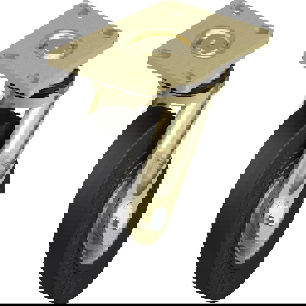 Top Plate Casters; Mount Type: Plate ; Number of Wheels: 1.000 ; Wheel Diameter (Inch): 6-5/16 ; Wheel Material: Rubber ; Wheel Width (Inch): 2 ; Wheel Color: Black