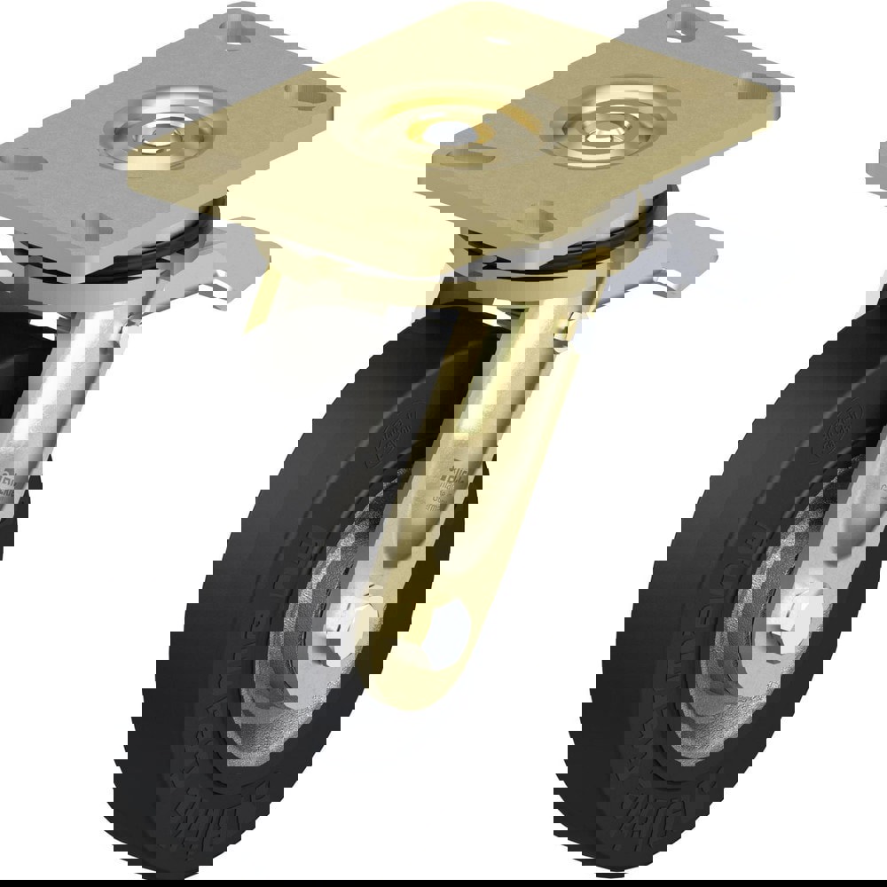 Top Plate Casters; Mount Type: Plate ; Number of Wheels: 1.000 ; Wheel Diameter (Inch): 6-5/16 ; Wheel Material: Rubber ; Wheel Width (Inch): 2 ; Wheel Color: Black