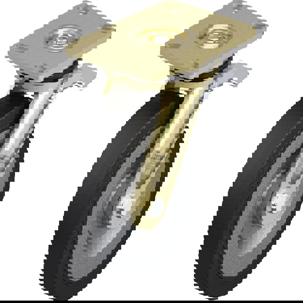 Top Plate Casters; Mount Type: Plate ; Number of Wheels: 1.000 ; Wheel Diameter (Inch): 8 ; Wheel Material: Rubber ; Wheel Width (Inch): 2 ; Wheel Color: Black