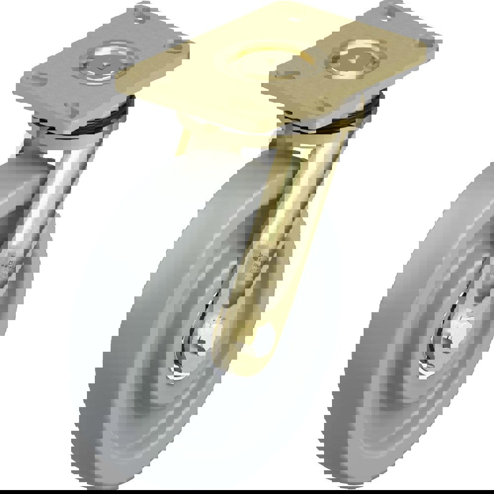 Top Plate Casters; Mount Type: Plate ; Number of Wheels: 1.000 ; Wheel Diameter (Inch): 8 ; Wheel Material: Synthetic ; Wheel Width (Inch): 2 ; Wheel Color: Gray