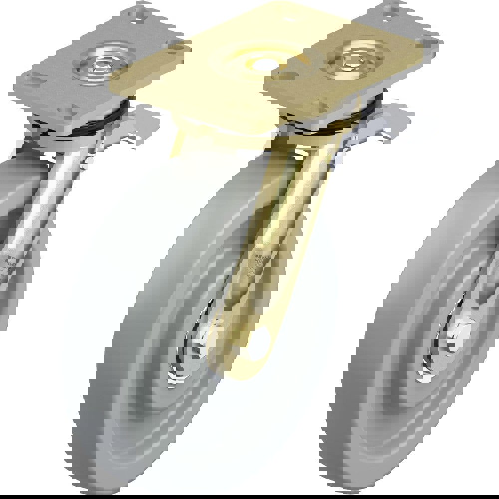 Top Plate Casters; Mount Type: Plate ; Number of Wheels: 1.000 ; Wheel Diameter (Inch): 8 ; Wheel Material: Synthetic ; Wheel Width (Inch): 2 ; Wheel Color: Gray