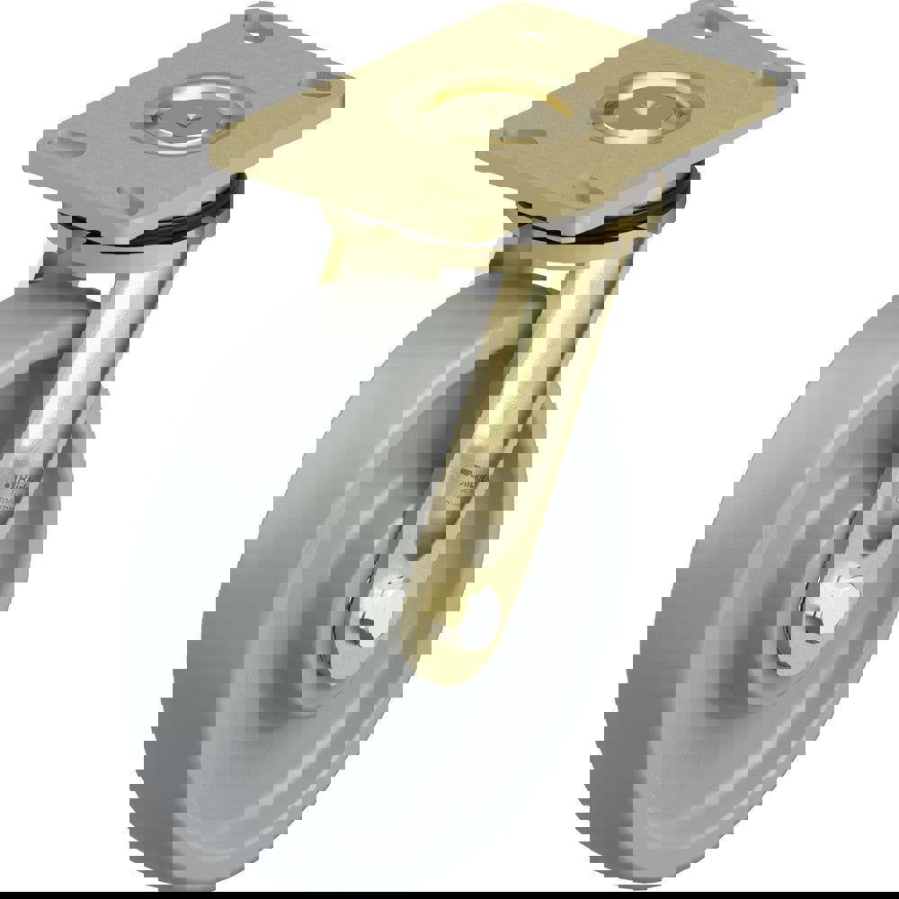 Top Plate Casters; Mount Type: Plate ; Number of Wheels: 1.000 ; Wheel Diameter (Inch): 8 ; Wheel Material: Synthetic ; Wheel Width (Inch): 2 ; Wheel Color: Gray