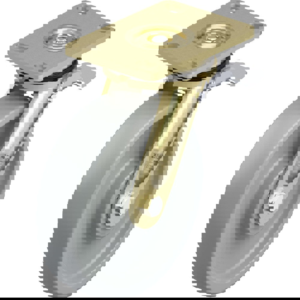 Top Plate Casters; Mount Type: Plate ; Number of Wheels: 1.000 ; Wheel Diameter (Inch): 8 ; Wheel Material: Synthetic ; Wheel Width (Inch): 2 ; Wheel Color: Gray