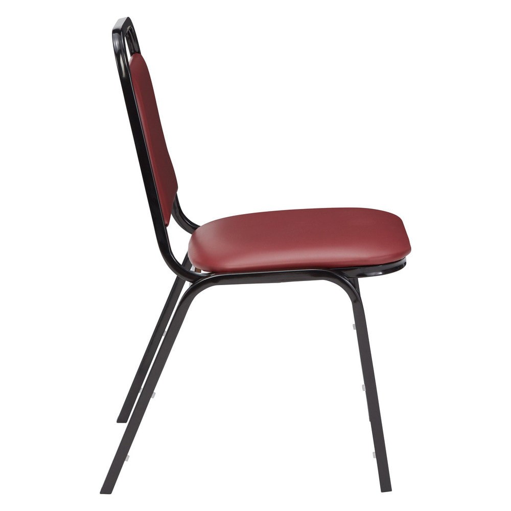 Pack of (4) Vinyl Burgundy Stacking Chairs