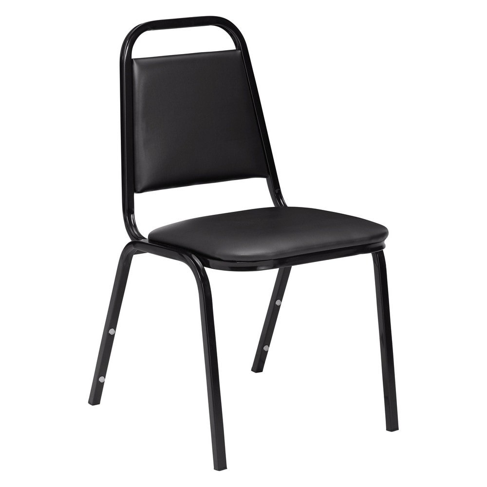 Pack of (4) Vinyl Black Stacking Chairs