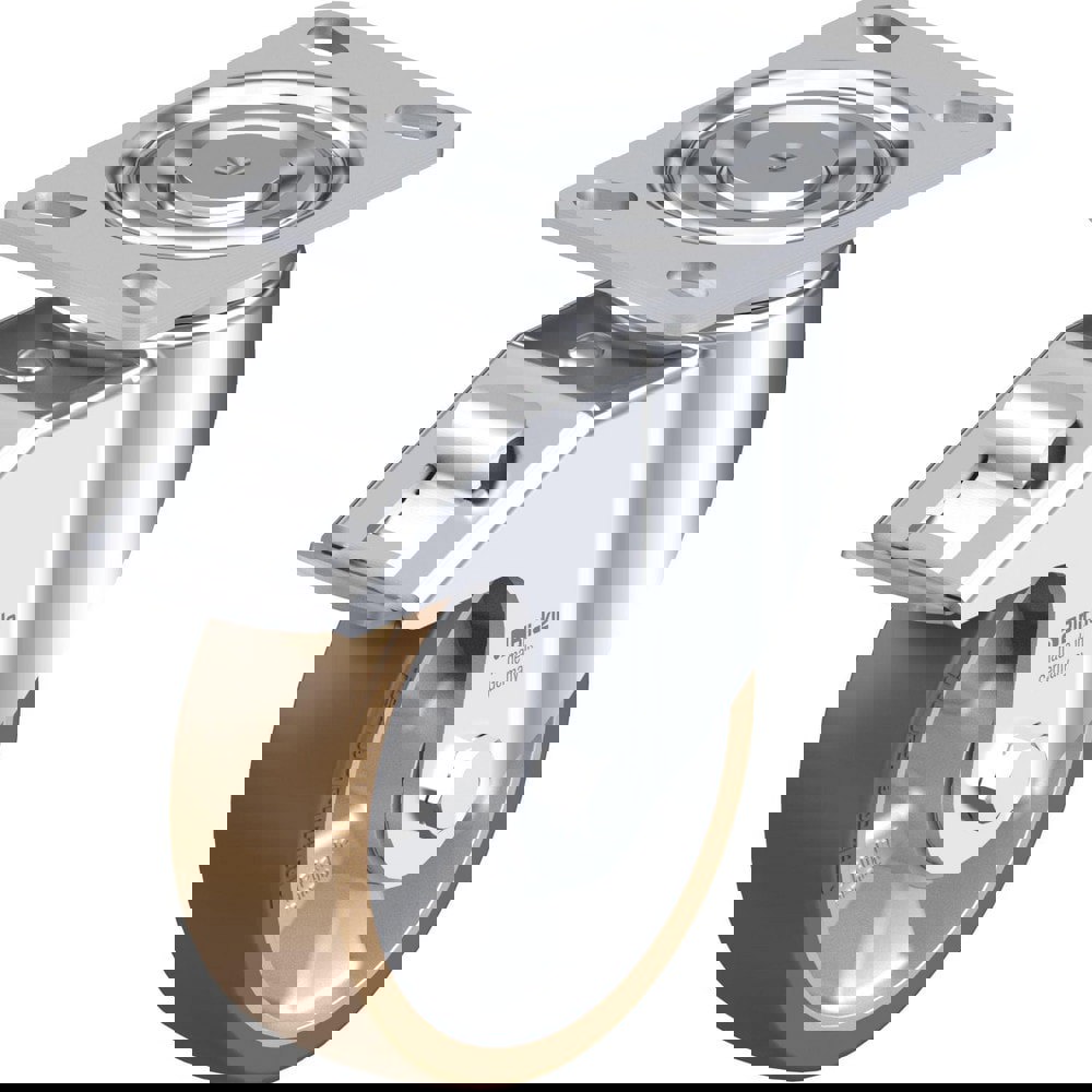 Top Plate Casters; Mount Type: Plate ; Number of Wheels: 1.000 ; Wheel Diameter (Inch): 4 ; Wheel Material: Polyurethane ; Wheel Width (Inch): 1-9/16 ; Wheel Color: Light Brown