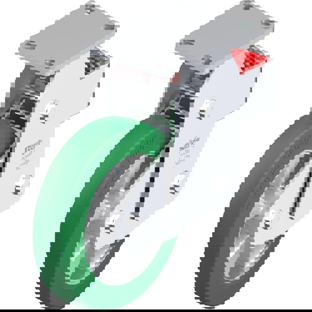 Top Plate Casters; Mount Type: Plate ; Number of Wheels: 1.000 ; Wheel Diameter (Inch): 6 ; Wheel Material: Polyurethane ; Wheel Width (Inch): 2 ; Wheel Color: Green