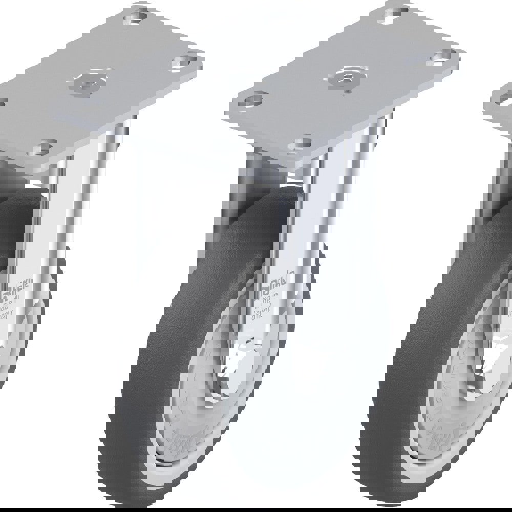 Top Plate Casters; Mount Type: Plate ; Number of Wheels: 1.000 ; Wheel Diameter (Inch): 4 ; Wheel Material: Rubber ; Wheel Width (Inch): 1-1/4 ; Wheel Color: Gray