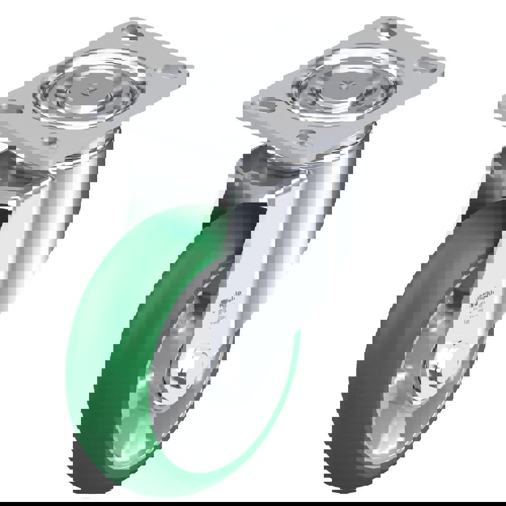 Top Plate Casters; Mount Type: Plate ; Number of Wheels: 1.000 ; Wheel Diameter (Inch): 6 ; Wheel Material: Polyurethane ; Wheel Width (Inch): 2 ; Wheel Color: Green