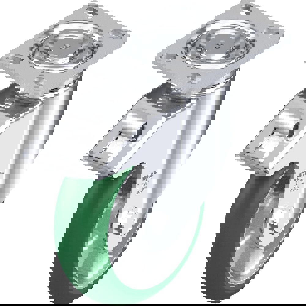 Top Plate Casters; Mount Type: Plate ; Number of Wheels: 1.000 ; Wheel Diameter (Inch): 8 ; Wheel Material: Polyurethane ; Wheel Width (Inch): 2 ; Wheel Color: Green