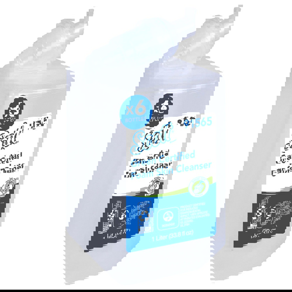 Green Certified Foam Hand Soap, 1.0 L Clear, Unscented Manual Hand Soap Refills for compatible Scott Essential Manual Dispensers, Ecologo, NSF E-1 Rated