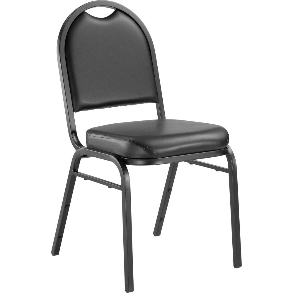 Pack of (4), Vinyl Black Stacking Chairs