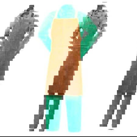 Bibs & Cape Sleeves; Garment Style: Bibs ; Material: Cowhide ; Material: Leather ; Color: Brown ; Closure Type: Strap ; Flame Resistant: Yes