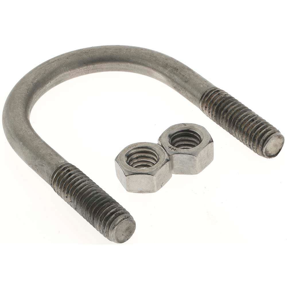 Round U-Bolt: Without Mount Plate, 3/8-16 UNC, 1-1/8