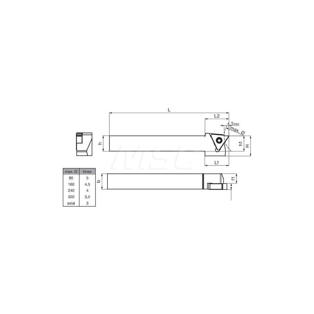 Guhring GH305.0500.500.00.12.L External Left Hand NonFace Grooving Radial Grooving Non-Coolant Holder 1/2