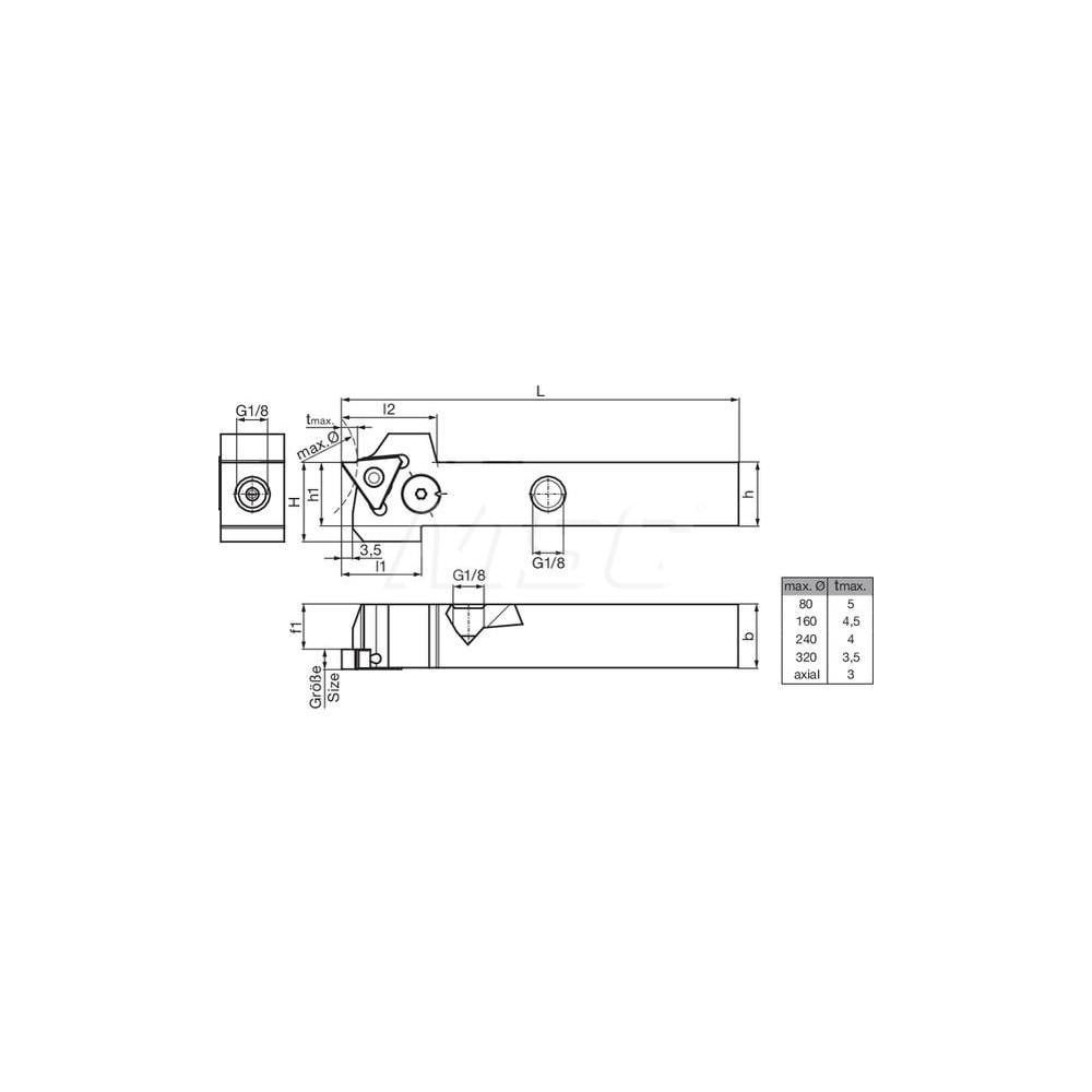 Guhring GH305.0625.500.00.06.R.IK.EST External Right Hand NonFace Grooving Radial Grooving with Adjustable Coolant Holder 5/8