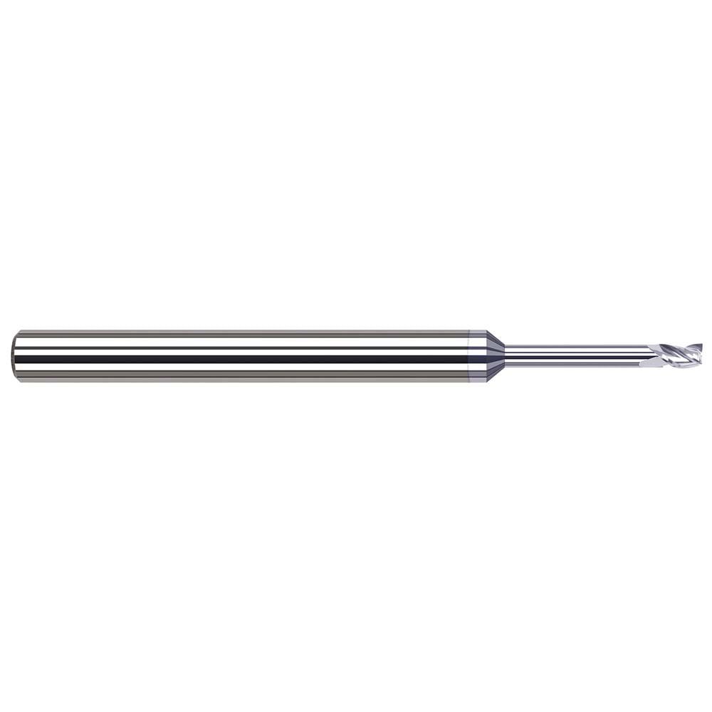 Square End Mill: 0.025'' Dia, 0.038'' LOC, 1/8'' Shank Dia, 2-1/2'' OAL, 3 Flutes, Solid Carbide