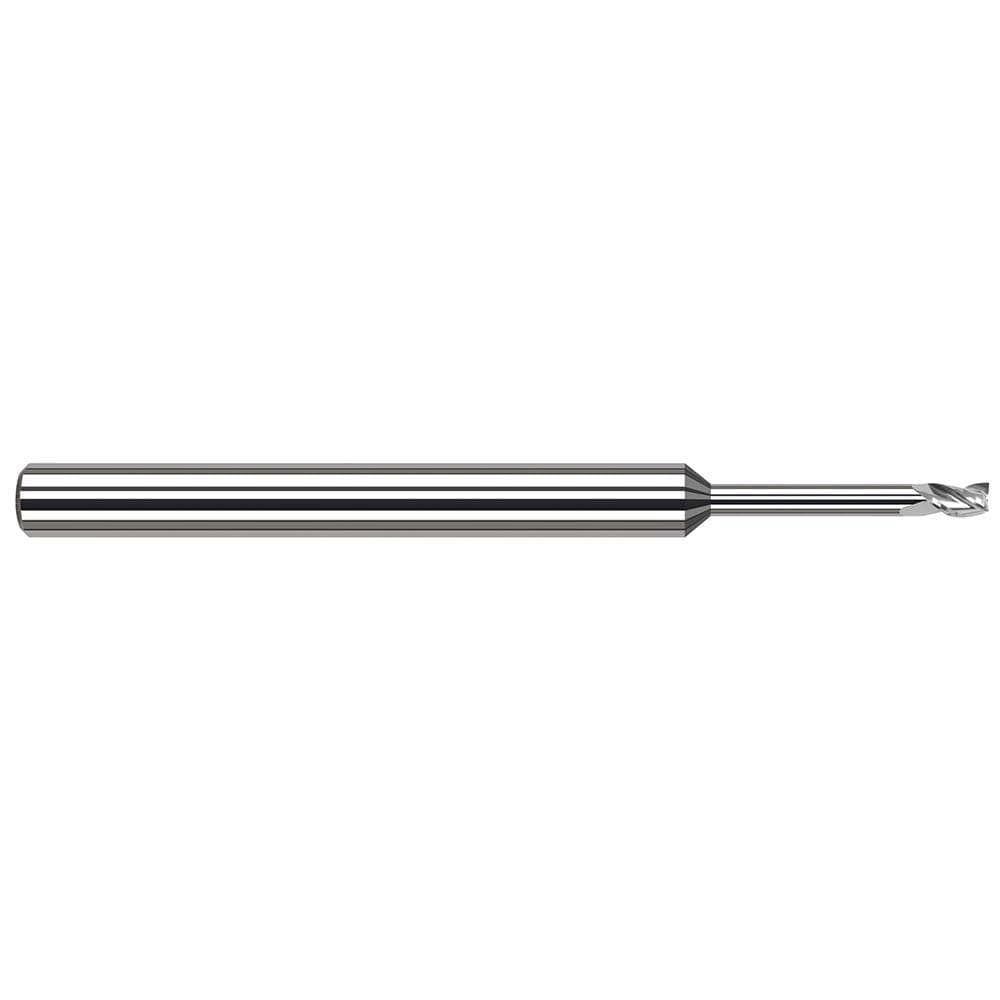Square End Mill: 3/64'' Dia, 0.071'' LOC, 1/8'' Shank Dia, 2-1/2'' OAL, 3 Flutes, Solid Carbide