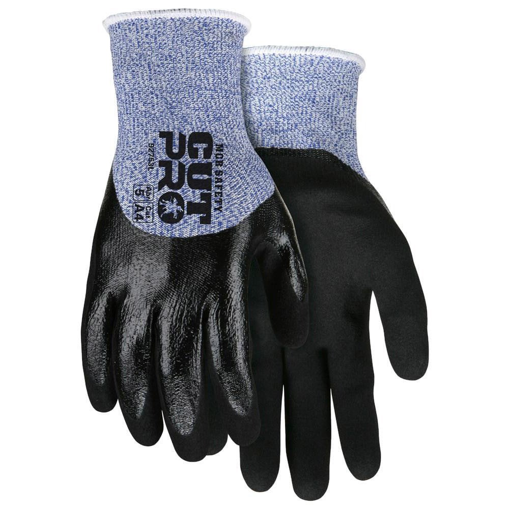 Cut, Puncture & Abrasion-Resistant Gloves: MCR Safety 92753, Size Medium, ANSI Cut A4, ANSI Puncture 2, Flat Nitrile, HPPE