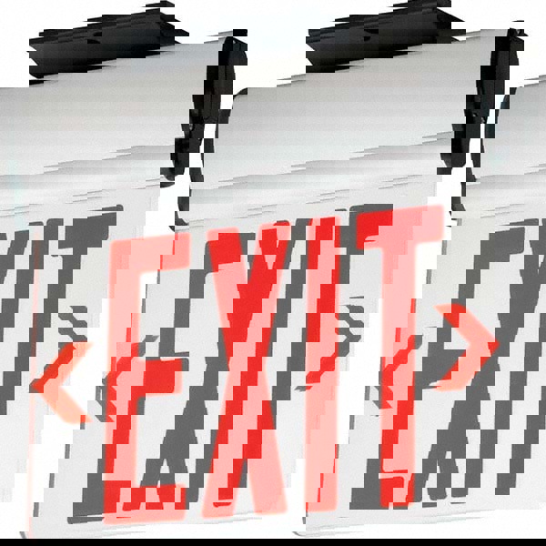 Illuminated Exit Signs; Number of Faces: 2; Light Technology: LED; Letter Color: Red; Mount Type: Surface Mount; Housing Material: Aluminum; Housing Color: White; Battery Type: Sealed Nickel Cadmium; Wattage: 1 W; Overall Length: 1 in; Overall Length (Dec