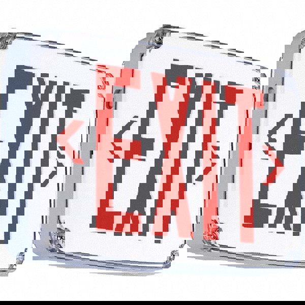 Illuminated Exit Signs; Number of Faces: 1; Light Technology: LED; Letter Color: Red; Mount Type: Surface Mount; Housing Material: Thermoplastic; Housing Color: White; Battery Type: Sealed Nickel Cadmium; Wattage: 2.7 W; Overall Length: 2.5 in; Overall Le