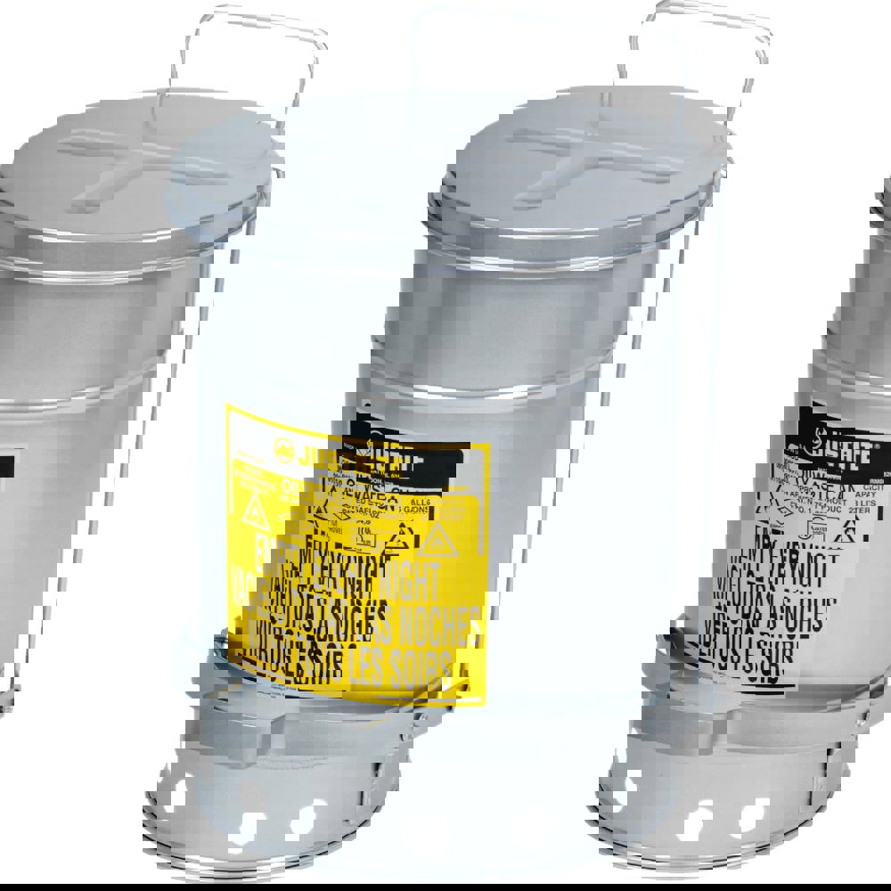 Oily Waste Cans & Receptacles; Capacity: 10.000 ; Material: Steel ; Color: Silver ; Opening Style: Foot Operated ; Overall Height: 18.25in ; Overall Diameter: 13.938in