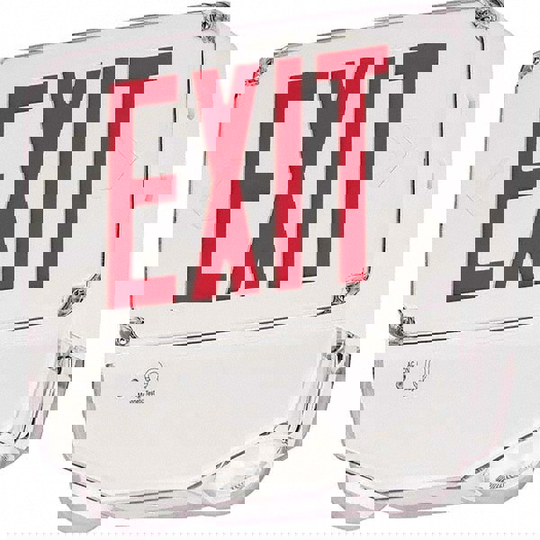 Illuminated Exit Signs; Number of Faces: 2; Light Technology: LED; Letter Color: Red; Mount Type: Surface Mount; Housing Material: Polycarbonate; Housing Color: White; Battery Type: Sealed Nickel Cadmium; Wattage: 5.2 W; Overall Length: 4.09 in; Overall H