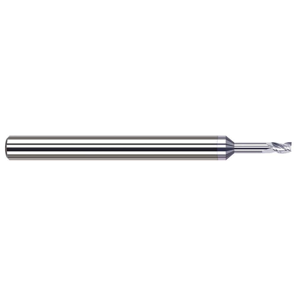 Square End Mill: 3/64'' Dia, 0.071'' LOC, 1/8'' Shank Dia, 2-1/2'' OAL, 3 Flutes, Solid Carbide