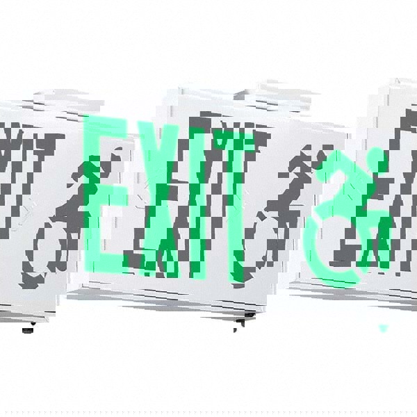 Illuminated Exit Signs; Number of Faces: 1 ; Letter Color: Green ; Housing Material: Aluminum ; Housing Color: White ; Voltage: 120/277 V ; Battery Type: No Battery Backup
